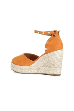 sandali in tessuto e zeppa in corda mango