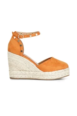 sandali in tessuto e zeppa in corda mango