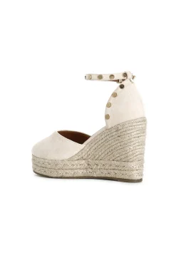 sandali in tessuto e zeppa in corda sabbia