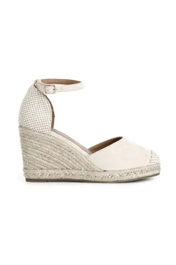 sandali in tessuto e zeppa in corda sabbia