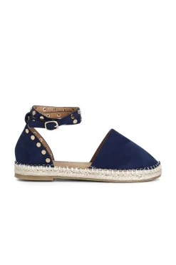 sandali in tessuto su fondo corda blu