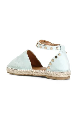 sandali in tessuto su fondo corda acqua marina