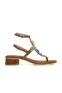 sandali infradito in camoscio accessorio gioiello cuoio