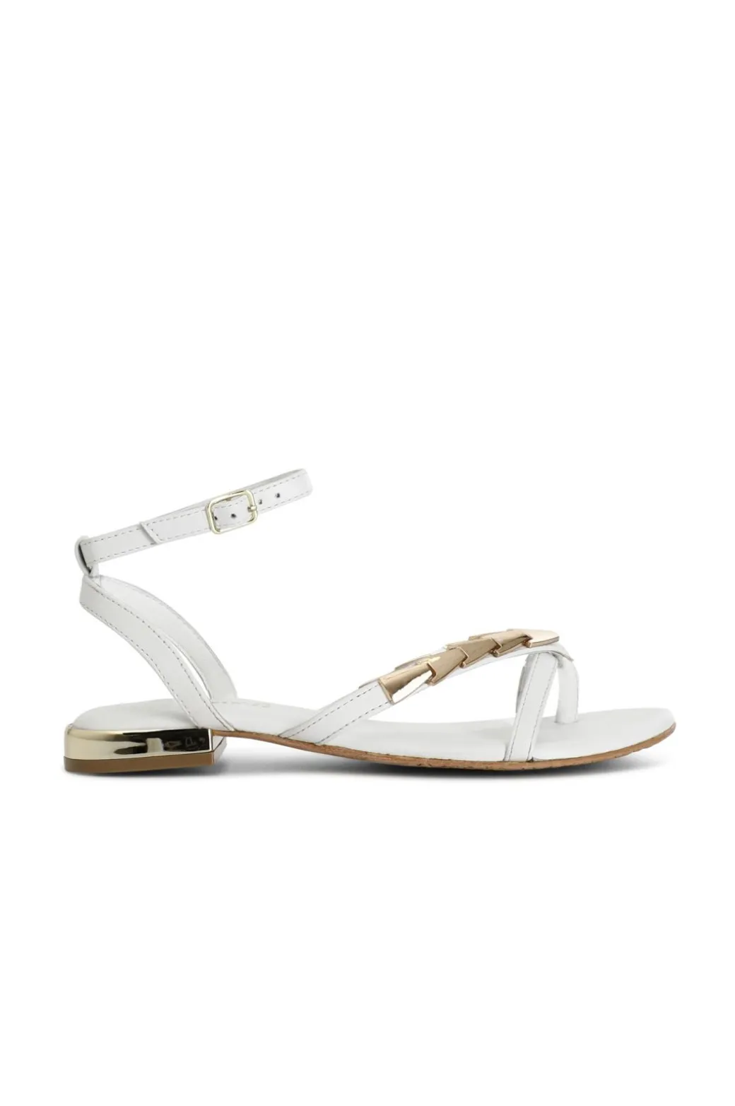 sandali infradito in pelle con accessorio bianco