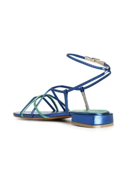 sandali schiava effetto laminato cobalto