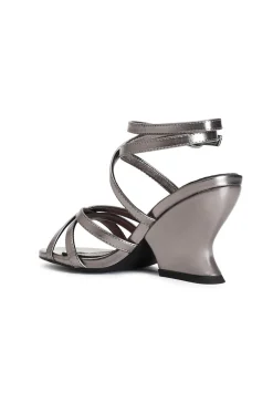 sandali schiava effetto laminato peltro