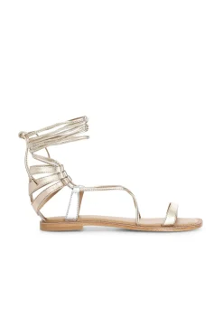 sandali schiava in pelle metallizzata platino