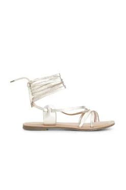 sandali schiava in pelle platino