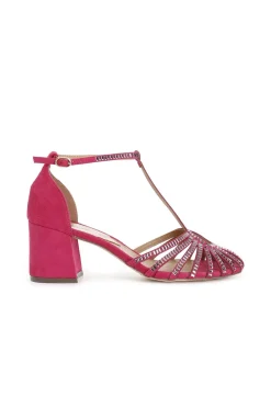 sandalo a gabbia con cinturino alla caviglia fuxia