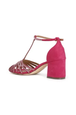 sandalo a gabbia con cinturino alla caviglia fuxia