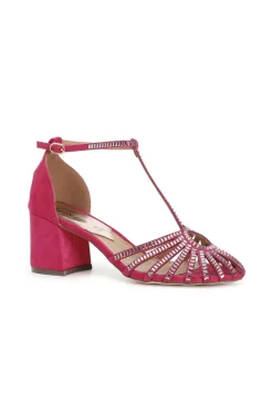 sandalo a gabbia con cinturino alla caviglia fuxia