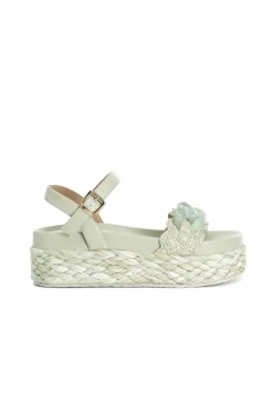 sandalo gilda in raffia e accessorio verde