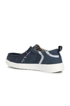 scarpe barca in tessuto blu