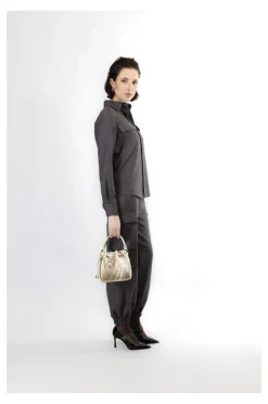 secchiello  con coulisse in plissè oro