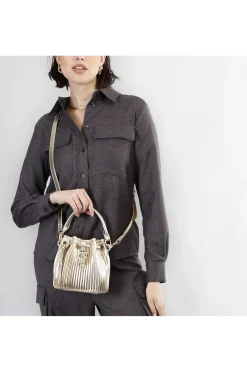 secchiello  con coulisse in plissè oro