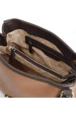 shopping con bordature a contrasto, tag con logo cafènoir in metallo cuoio