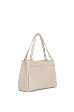 shopping con tasche con stampa logo embossed all over tortora