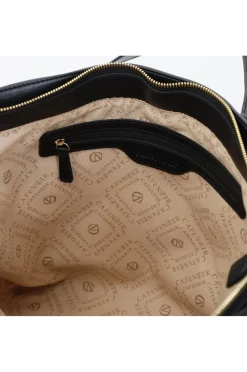 shopping  trapuntata con motivo a rombi e tasca con pattina nero