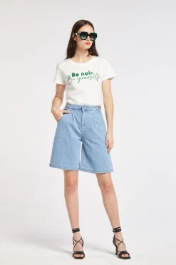 shorts di jeans regular in tela comfort sky