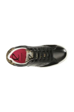 sneakers da donna effetto laminato nero/maculato