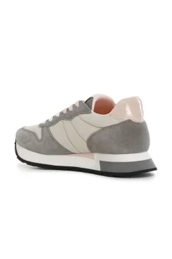 sneakers da donna in pelle scamosciata e tessuto grigio
