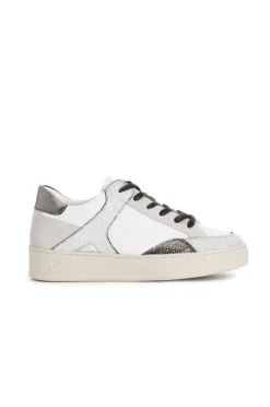 sneakers da donna in pelle con lacci bianco/beige