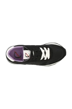 sneakers da donna in pelle scamosciata e tessuto nero