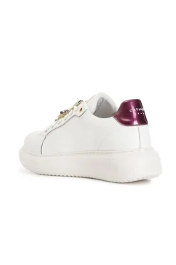 sneakers da donna in pelle con accessori gioiello removibili bianco/bordeaux