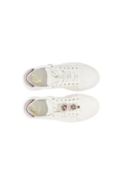 sneakers da donna in pelle con accessori gioiello removibili bianco/bordeaux