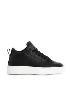 sneakers da uomo allacciate in pelle nero