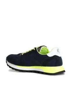 sneakers da uomo in pelle scamosciata e tessuto multi navy