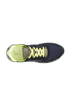 sneakers da uomo in pelle scamosciata e tessuto multi navy