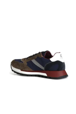 sneakers da uomo in pelle scamosciata e tessuto multi taupe