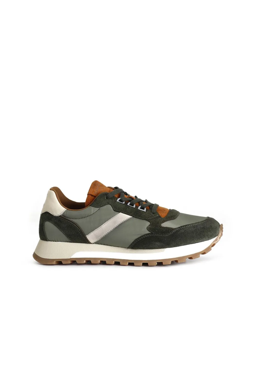 sneakers da uomo in pelle scamosciata e tessuto multi verde