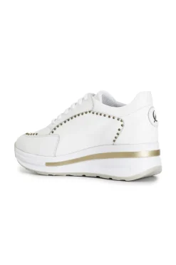 sneakers in pelle con borchie bianco