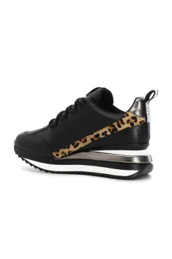 sneakers in pelle con inserti animalier e laminati