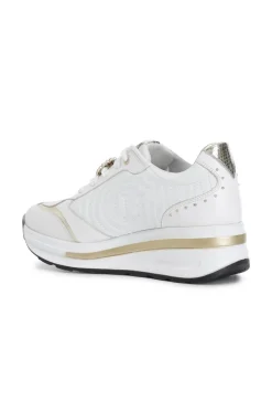 sneakers in pelle con ricamo e accessorio cuore removibile bianco