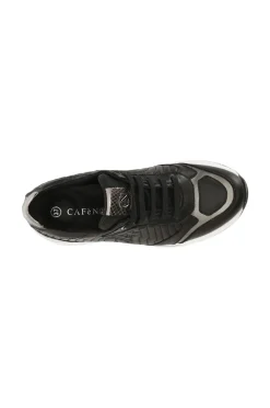 sneakers in pelle con ricamo imbottito nero