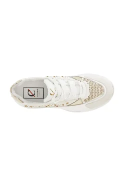 sneakers in pelle e strass bianco