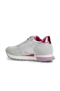 sneakers in pelle scamosciata e glitter off white