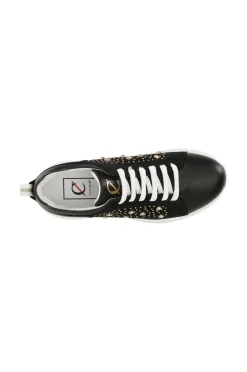 sneakers in pelle scamosciata con borchie e strass nero