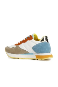 sneakers in pelle scamosciata e tessuto multi sabbia