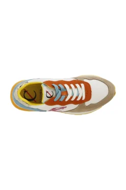 sneakers in pelle scamosciata e tessuto multi sabbia