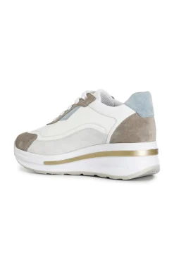 sneakers in pelle scamosciata e tessuto multi sabbia