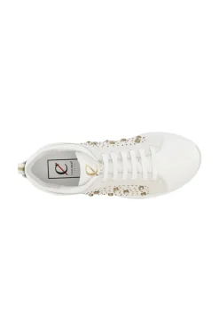 sneakers in pelle scamosciata con borchie e strass bianco