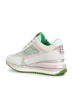 sneakers in tessuto con zip multi verde