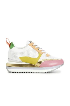 sneakers in tessuto glitter con lacci multicolor