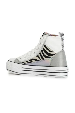 sneakers mid patchwork zebrati multi bianco
