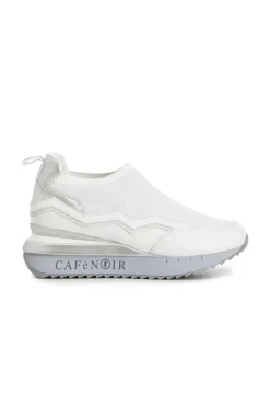 sneakers slip on in tessuto lurex e pelle bianco