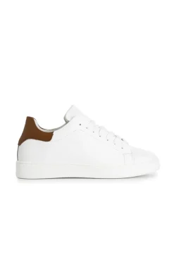 sneakers uomo in pelle bianco/cuoio